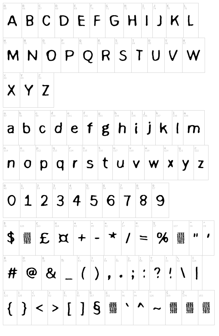 Digi Ziggy font map